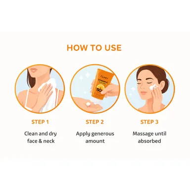 GLIMZY Vitamin C Sunscreen SPF 50|with 3% Vitamin C & 2% Niacinamide for Broad Spectrum UV Protection | Non-Greasy Oil-Free Sunblock for Face & Body | Suitable for All Skin Types - 50ml thumbnail 4