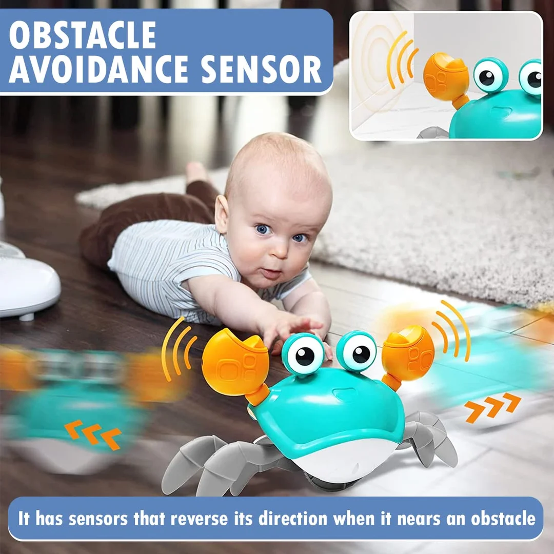 Kidsaholic Rechargeable Crawling Crab Baby Toy with Smart Sensor Movement, Light & Music | Interactive Educational Sensory Toy for Babies 6–12 Months | Tummy Time Crawling Development Toy for Toddlers image 3