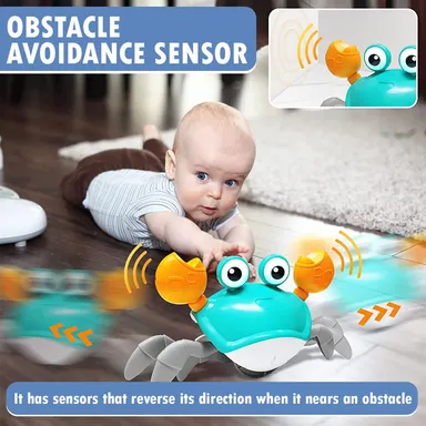 Kidsaholic Rechargeable Crawling Crab Baby Toy with Smart Sensor Movement, Light & Music | Interactive Educational Sensory Toy for Babies 6–12 Months | Tummy Time Crawling Development Toy for Toddlers thumbnail 2