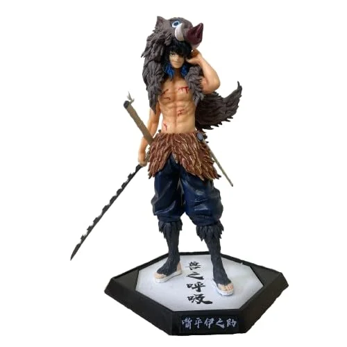 Nokehub Demon Slayer Inosuke Hashibira Action Figure 30cm Premium Anime Collectible PVC Figurine with Boar Head Mask, Dual Nichirin Swords, Battle Pose Display Statue image 3