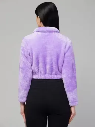 Bitsyowl Women Lavender Terry Cotton Casual Top for Women Soft Summer Loungewear Sweatshirt Style Korean Fashion Relaxed Fit Daily Wear T Shirt Top Purple S thumbnail 2