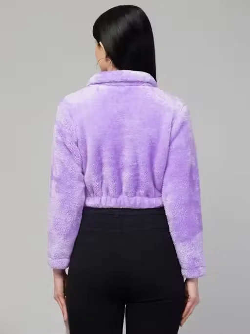 Bitsyowl Women Lavender Terry Cotton Casual Top for Women Soft Summer Loungewear Sweatshirt Style Korean Fashion Relaxed Fit Daily Wear T Shirt Top Purple L image 3