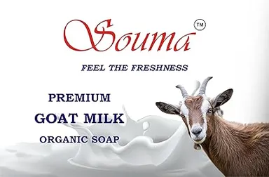 SOUMA Feel The Freshness Premium Goat Milk Organic Soap with Vitamin C & Argan Oil for Women & Men, Deep Exfoliation Hydrating Bath Soap, Sulfate & Paraben Free Natural Moisturising Skin Care Bar Cream 100 g (Pack of 1) thumbnail 1