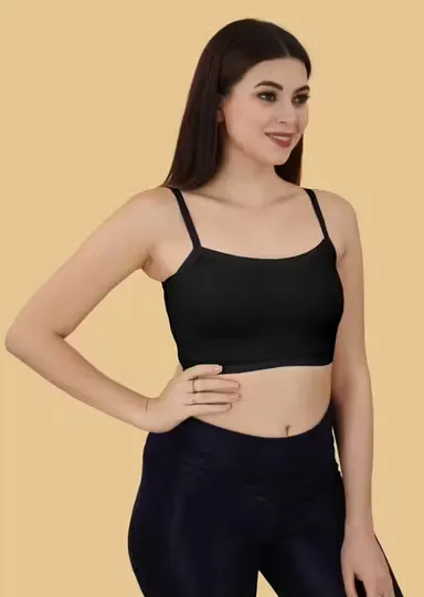 Girls Beginners Sports Bra Crop Top Inner Slip Pack of 3 Black White Skin Soft Cotton Stretch Training Bra for Teenage Girls Daily Wear Light Support Innerwear India Sports Bra 28A thumbnail 1