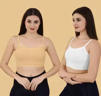 Girls Beginners Sports Bra Crop Top Inner Slip Pack of 3 Black White Skin Soft Cotton Stretch Training Bra for Teenage Girls Daily Wear Light Support Innerwear India Sports Bra 32A thumbnail 3