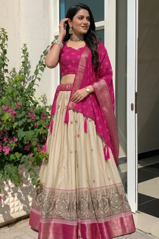Women Lahenga Choli Pink Free Size image 2
