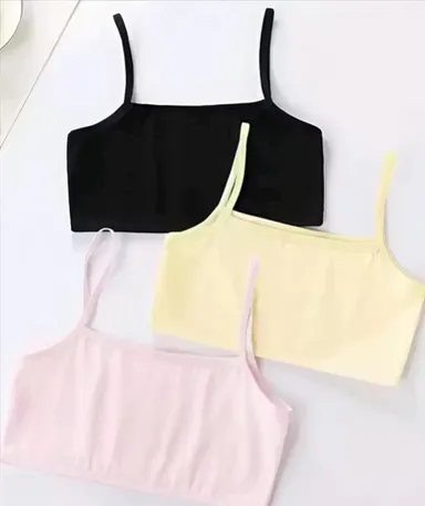 Girls Beginners Sports Bra Crop Top Inner Slip Pack of 3 Black White Skin Soft Cotton Stretch Seamless Light Support Daily Wear Comfortable Innerwear for Teenage Girls India Sports Bra-purple 30A thumbnail 0