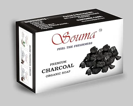 SOUMA Premium Charcoal Soap for Acne, Blackheads & Deep Skin Cleansing with Detox Activated Charcoal Bathing Bar for Men & Women Suitable for All Skin Types Black 300 g (Pack of 1) image 1