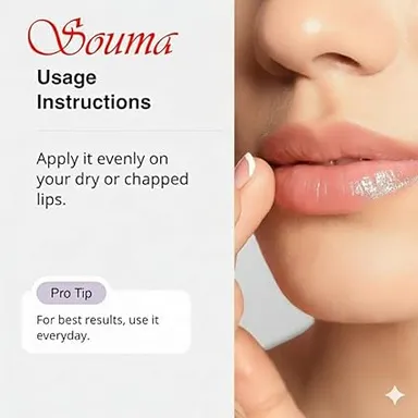SOUMA Lip Balm for Dark Lips with Kojic Acid & Niacinamide SPF Lip Care for Lip Lightening Pigmentation Smoker Lips Dry Chapped Lips Melasma Treatment Balm for Women & Men thumbnail 3