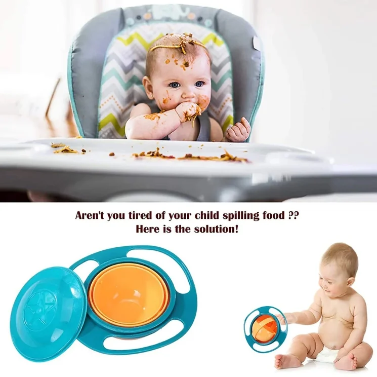 360° Rotating Spill Proof Gyro Bowl for Kids | Anti-Spill Baby Feeding Bowl image 5