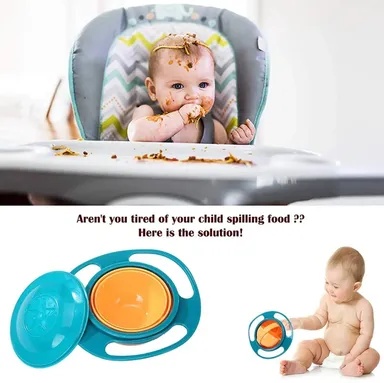 360° Rotating Spill Proof Gyro Bowl for Kids | Anti-Spill Baby Feeding Bowl thumbnail 4