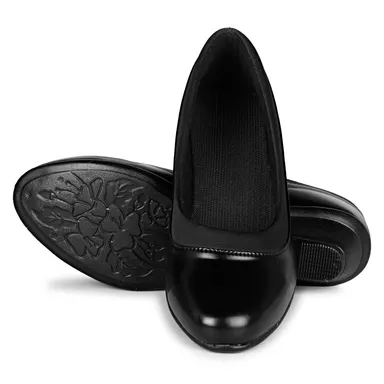 Women’s Black Comfort Wedge Heel Pumps Shoes for Office Wear | Lightweight Slip-On Formal Belly Shoes with Cushioned Insole & Soft Sole for Daily Walking Black 9 thumbnail 4