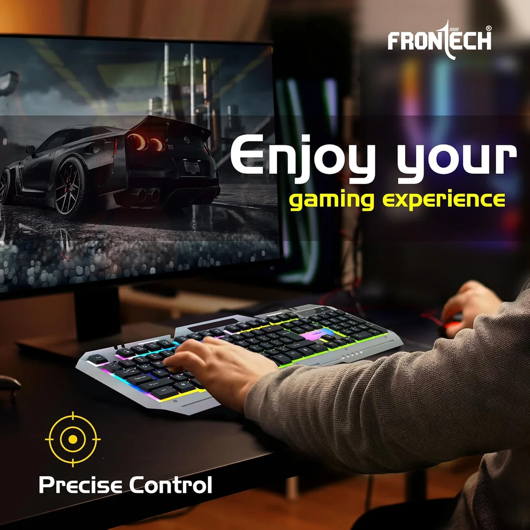 FRONTECH KB-0038 Dragon Warrior 4-in-1 Gaming Combo | RGB Backlit Keyboard, 1000 DPI Mouse, Mousepad & 40mm Headset for PC & Laptop image 2