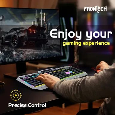 FRONTECH KB-0038 Dragon Warrior 4-in-1 Gaming Combo | RGB Backlit Keyboard, 1000 DPI Mouse, Mousepad & 40mm Headset for PC & Laptop thumbnail 1