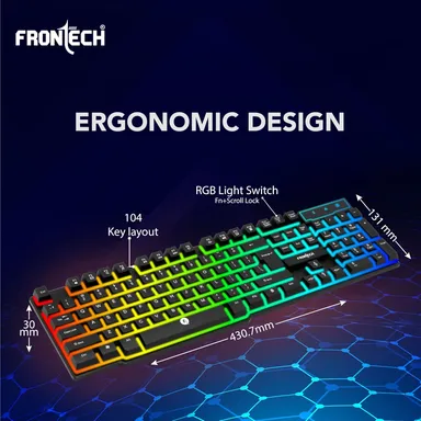 FRONTECH KB-0038 Dragon Warrior 4-in-1 Gaming Combo | RGB Backlit Keyboard, 1000 DPI Mouse, Mousepad & 40mm Headset for PC & Laptop thumbnail 2
