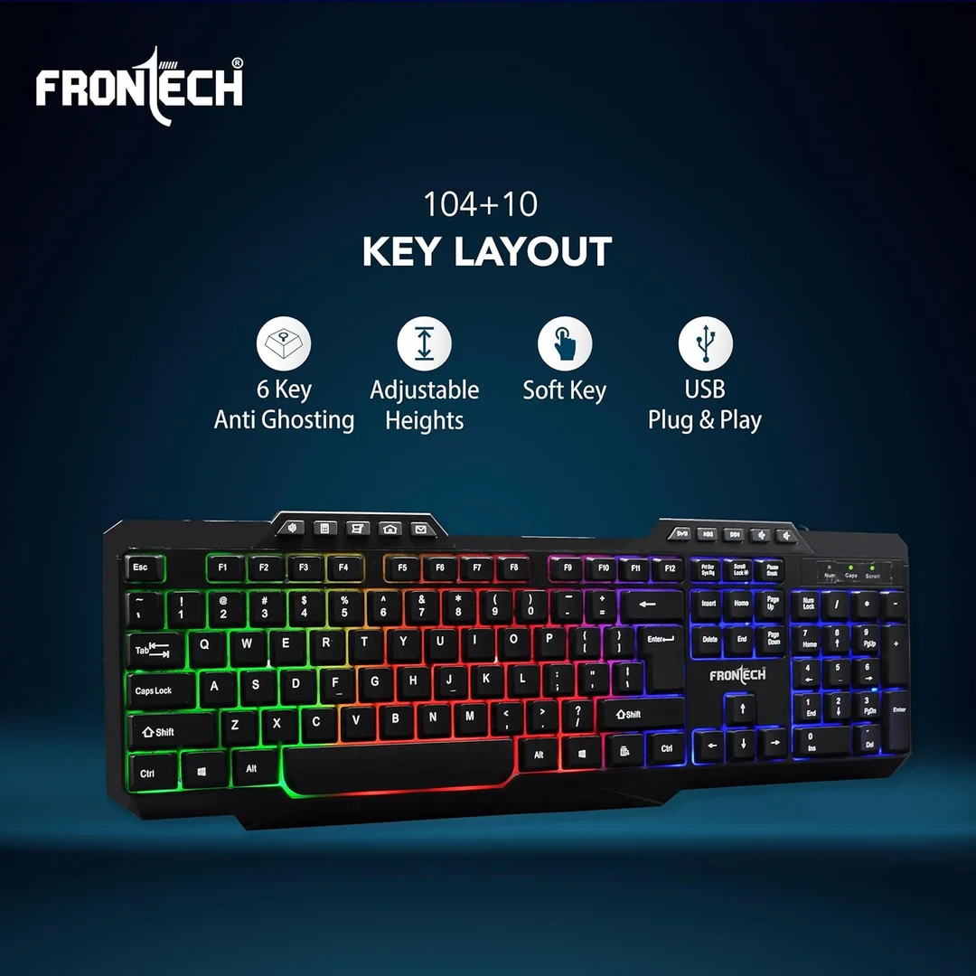 FRONTECH KB-0038 Dragon Warrior 4-in-1 Gaming Combo | RGB Backlit Keyboard, 1000 DPI Mouse, Mousepad & 40mm Headset for PC & Laptop image 7