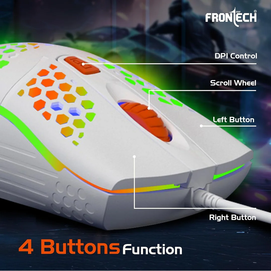 FRONTECH KB-0038 Dragon Warrior 4-in-1 Gaming Combo | RGB Backlit Keyboard, 1000 DPI Mouse, Mousepad & 40mm Headset for PC & Laptop image 24