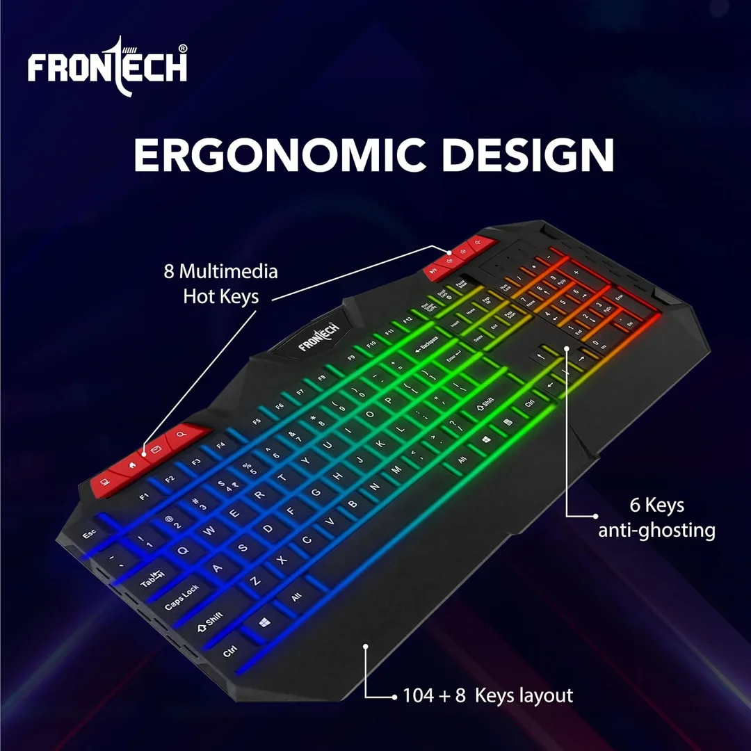 FRONTECH KB-0038 Dragon Warrior 4-in-1 Gaming Combo | RGB Backlit Keyboard, 1000 DPI Mouse, Mousepad & 40mm Headset for PC & Laptop image 44