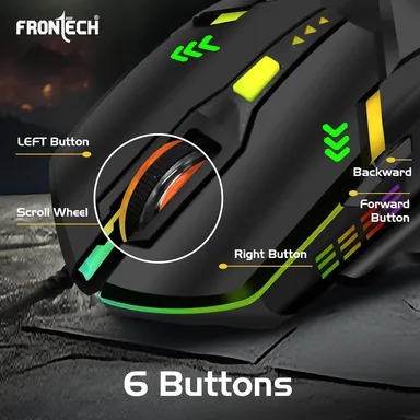 FRONTECH KB-0038 Dragon Warrior 4-in-1 Gaming Combo | RGB Backlit Keyboard, 1000 DPI Mouse, Mousepad & 40mm Headset for PC & Laptop thumbnail 54