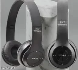 P47 Wireless Portable Gaming Sports Over Ear Bluetooth Headphones with Super Extra Bass, TF Memory Card Support, FM Radio, Foldable Stereo Wireless Headset for Gaming, Music, Calling & Travel Use image 3