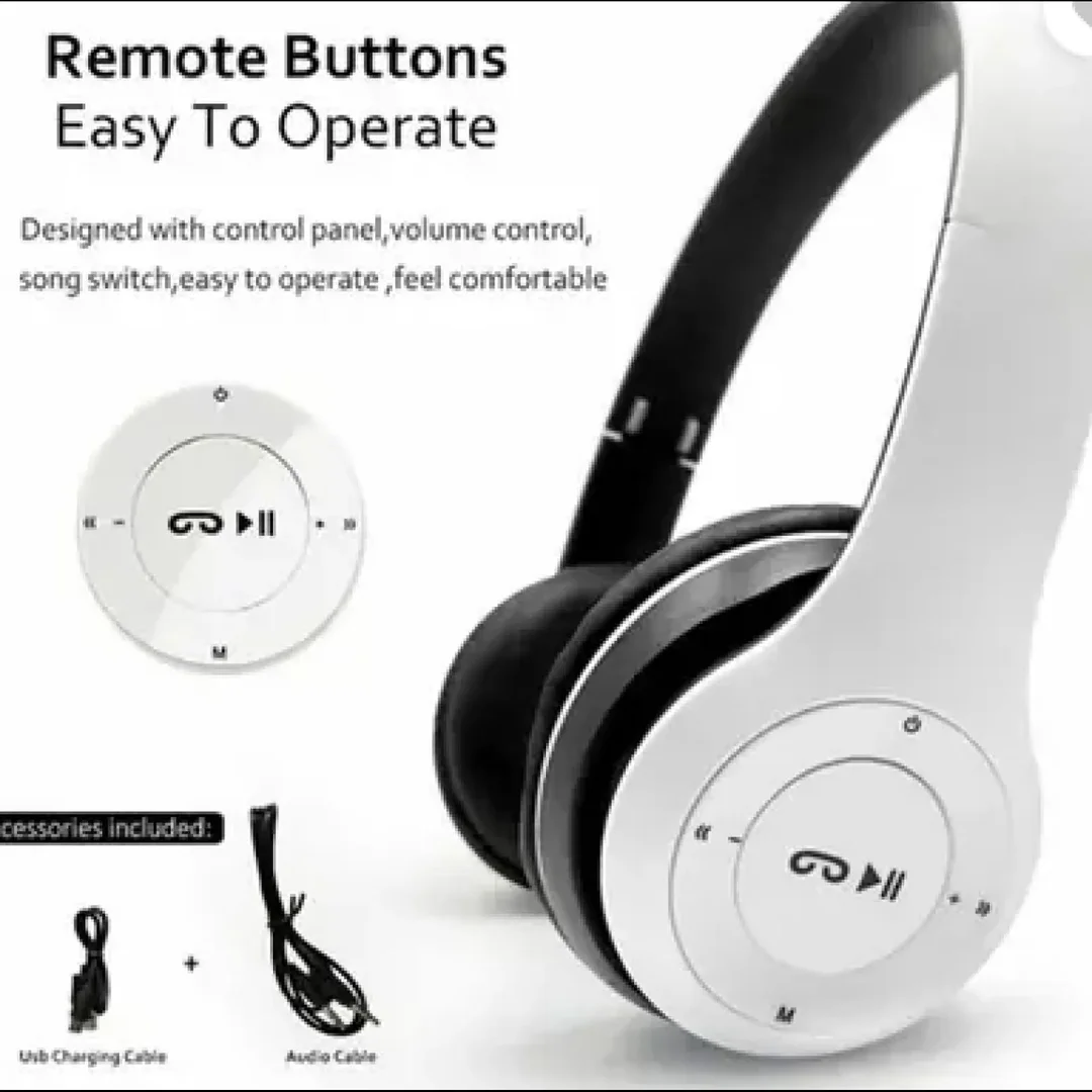 P47 Wireless Portable Gaming Sports Over Ear Bluetooth Headphones with Super Extra Bass, TF Memory Card Support, FM Radio, Foldable Stereo Wireless Headset for Gaming, Music, Calling & Travel Use image 4