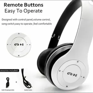 P47 Wireless Portable Gaming Sports Over Ear Bluetooth Headphones with Super Extra Bass, TF Memory Card Support, FM Radio, Foldable Stereo Wireless Headset for Gaming, Music, Calling & Travel Use thumbnail 3