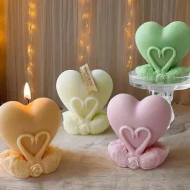 Frendora Pack of 2 Luxury Heart Shape Candles | Romantic Decorative Scented Style Candles for Home, Gifts & Decor thumbnail 1