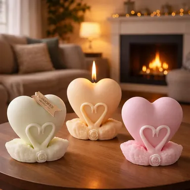 Frendora Pack of 2 Luxury Heart Shape Candles | Romantic Decorative Scented Style Candles for Home, Gifts & Decor thumbnail 2