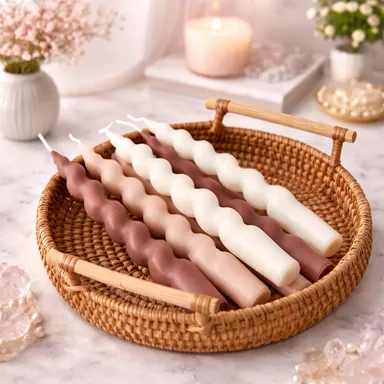Frendora Twisted Taper Candle Set (Set of 2) | Elegant Decorative Candles for Home & Gifting | Buy Online in India thumbnail 1