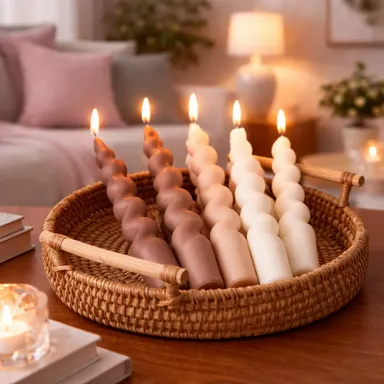 Frendora Twisted Taper Candle Set (Set of 2) | Elegant Decorative Candles for Home & Gifting | Buy Online in India thumbnail 2