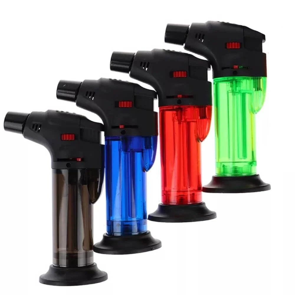 Jet Flame Refillable Gas Lighter for Kitchen BBQ Candle Bonfire Windproof Pocket Butane Torch Lighter Multi Purpose Easy Ignition Safety Lock Multicolor Pack of 1 for Home Outdoor Cooking Grill Use image 2