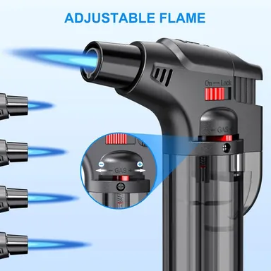 Jet Flame Refillable Gas Lighter for Kitchen BBQ Candle Bonfire Windproof Pocket Butane Torch Lighter Multi Purpose Easy Ignition Safety Lock Multicolor Pack of 1 for Home Outdoor Cooking Grill Use thumbnail 2