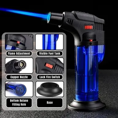 Jet Flame Refillable Gas Lighter for Kitchen BBQ Candle Bonfire Windproof Pocket Butane Torch Lighter Multi Purpose Easy Ignition Safety Lock Multicolor Pack of 1 for Home Outdoor Cooking Grill Use thumbnail 3