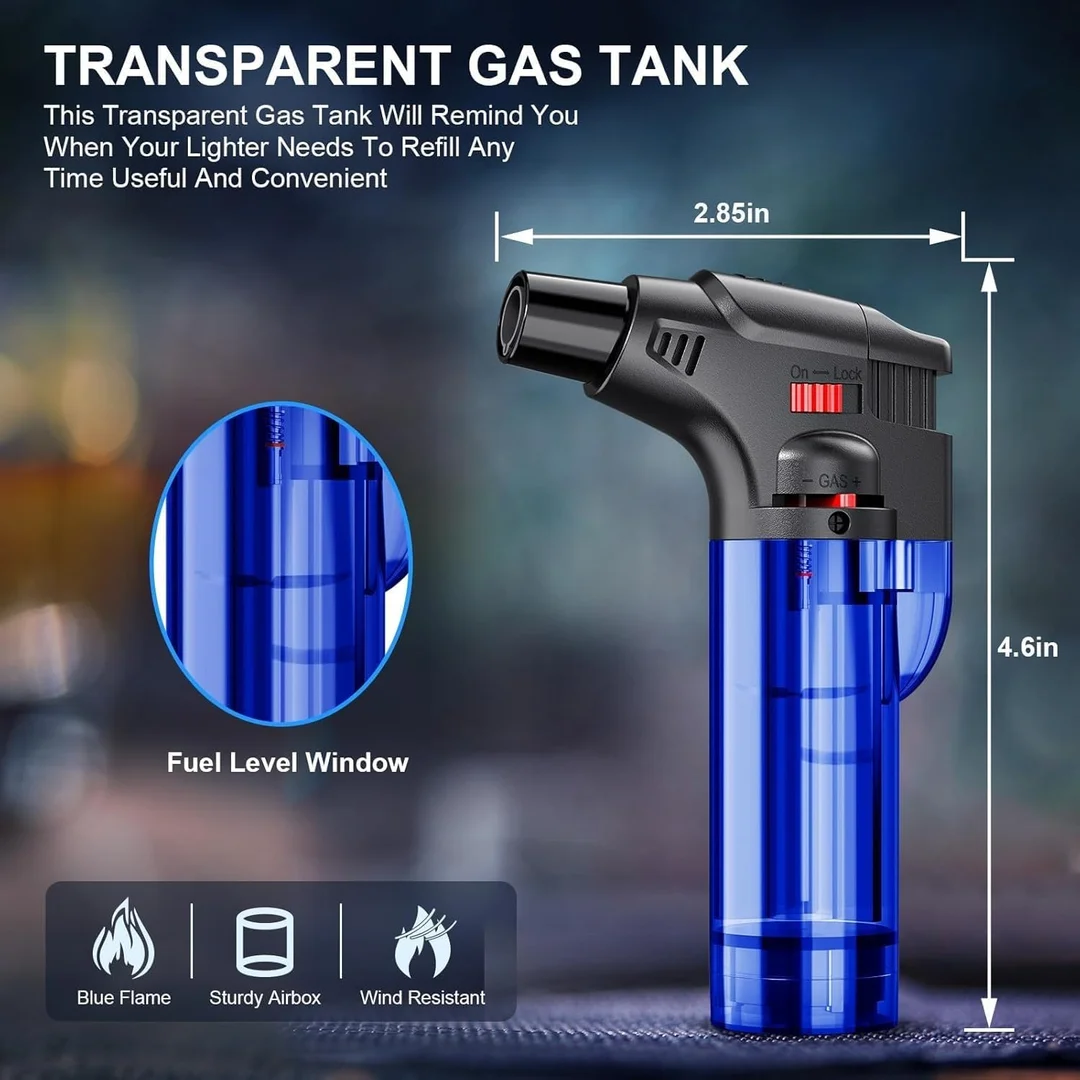 Jet Flame Refillable Gas Lighter for Kitchen BBQ Candle Bonfire Windproof Pocket Butane Torch Lighter Multi Purpose Easy Ignition Safety Lock Multicolor Pack of 1 for Home Outdoor Cooking Grill Use image 5