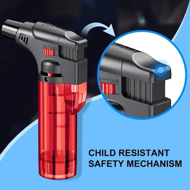 Jet Flame Refillable Gas Lighter for Kitchen BBQ Candle Bonfire Windproof Pocket Butane Torch Lighter Multi Purpose Easy Ignition Safety Lock Multicolor Pack of 1 for Home Outdoor Cooking Grill Use thumbnail 5