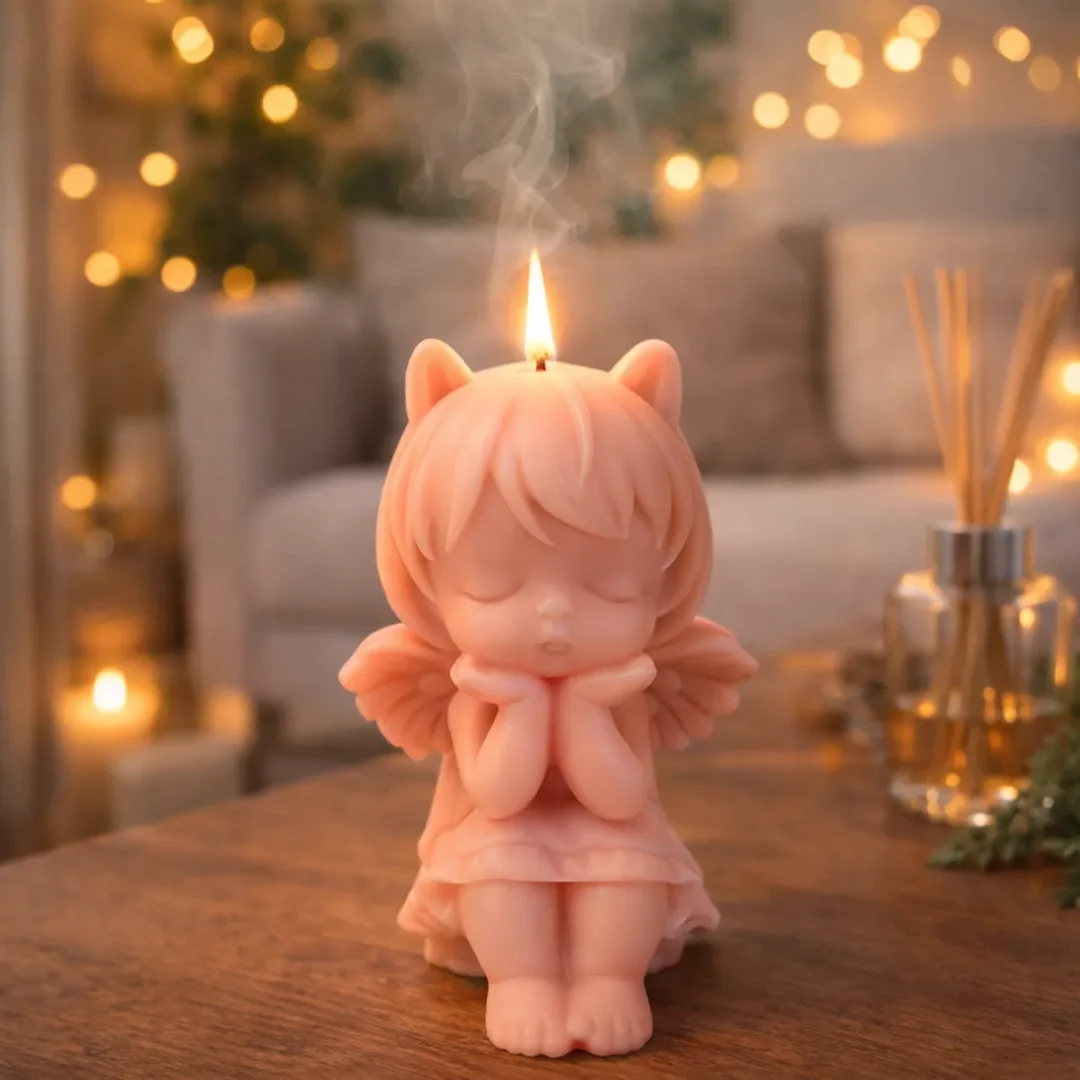 Frendora Pack of 2 Cute Angel Shape Jasmine Scented Candles for Home Decor & Gifting | Decorative Fragrance Candles Online in India image 2