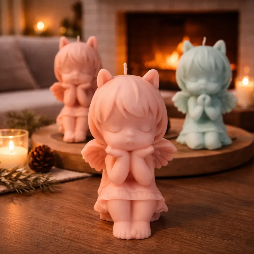 Frendora Pack of 2 Cute Angel Shape Jasmine Scented Candles for Home Decor & Gifting | Decorative Fragrance Candles Online in India image 3