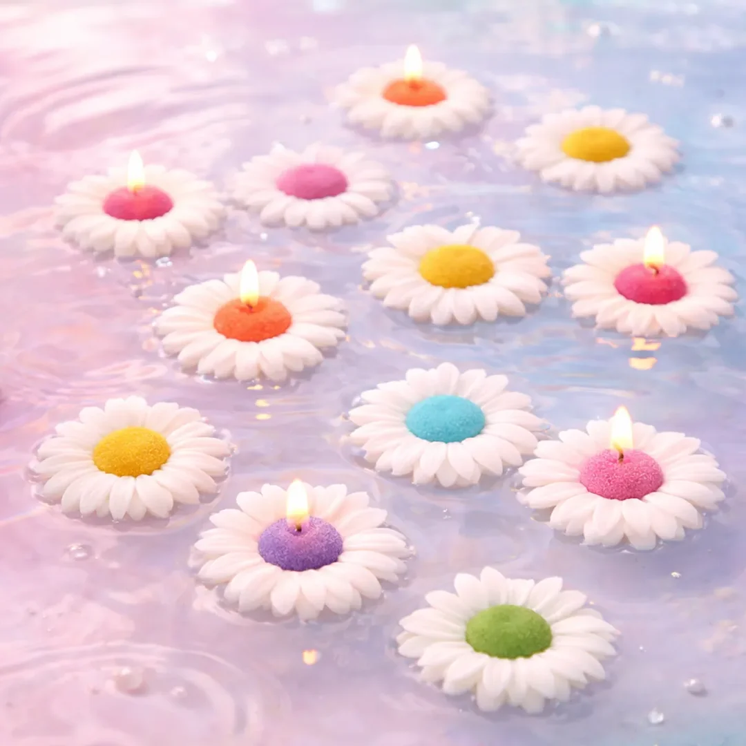 Frendora Pack of 12 Premium Floating Daisy Flower Candles for Home Decor, Wedding Decoration, Party Table Centerpiece & Festive Ambience Lighting image 3