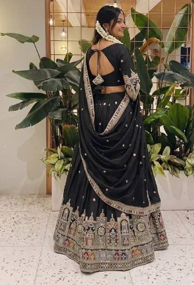 Designer Lehenga Choli for Women – Latest Ethnic Collection Black thumbnail 1
