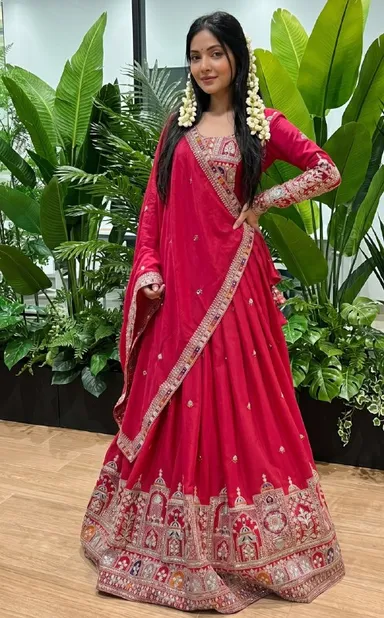 Designer Lehenga Choli for Women – Latest Ethnic Collection Red thumbnail 1