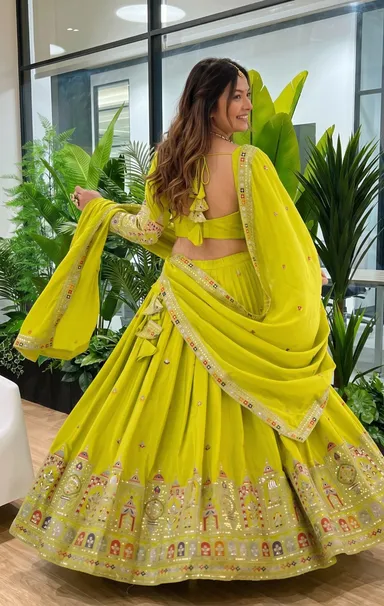Designer Lehenga Choli for Women – Latest Ethnic Collection Yellow thumbnail 2