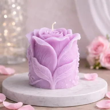 Frendora Decorative Rose Candle Pink Floral Design with Leaf Details | Home Decor & Gift Set (Pack of 2) | Elegant Table Decoration Candle Set | Best Price in India | Buy Online thumbnail 1