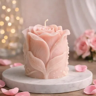 Frendora Decorative Rose Candle Pink Floral Design with Leaf Details | Home Decor & Gift Set (Pack of 2) | Elegant Table Decoration Candle Set | Best Price in India | Buy Online thumbnail 2