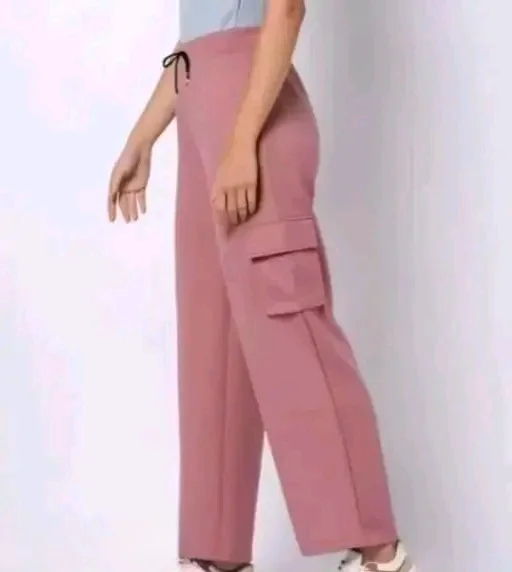 Women’s Wide Leg Cargo Palazzo Pants Combo Pack – High Waist Elastic Drawstring Stretchable Lounge Trousers with Side Pockets Casual Korean Style Flared Bottom Pants for Daily Wear Travel Office Gym & Summer Comfort Outfit Multi Colour 8-9 Years image 2