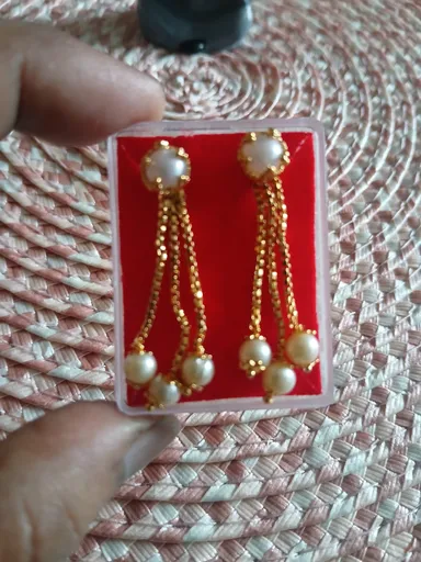 Women’s Gold Plated Pearl Tassel Drop Earrings   Elegant Long Chain Dangler Earrings for Wedding Party Festive Traditional Ethnic Jewellery Gift for Girls & Women thumbnail 1