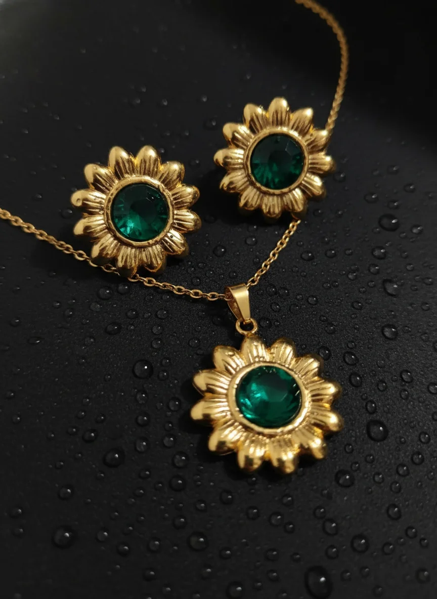 Gold Plated Pearl Pendant Set with Earrings, Anti-Tarnish, Skin-Friendly, Lightweight Designer Jewellery for Women image 2