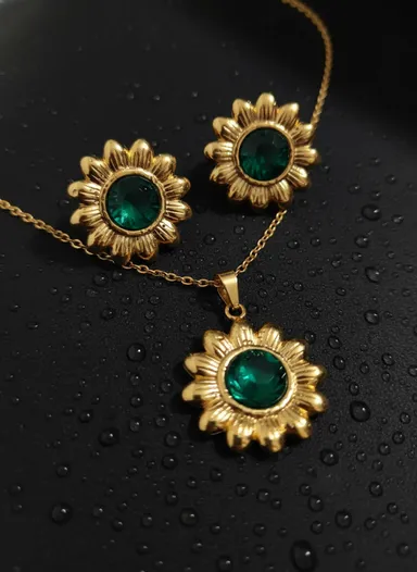 Gold Plated Pearl Pendant Set with Earrings, Anti-Tarnish, Skin-Friendly, Lightweight Designer Jewellery for Women thumbnail 1