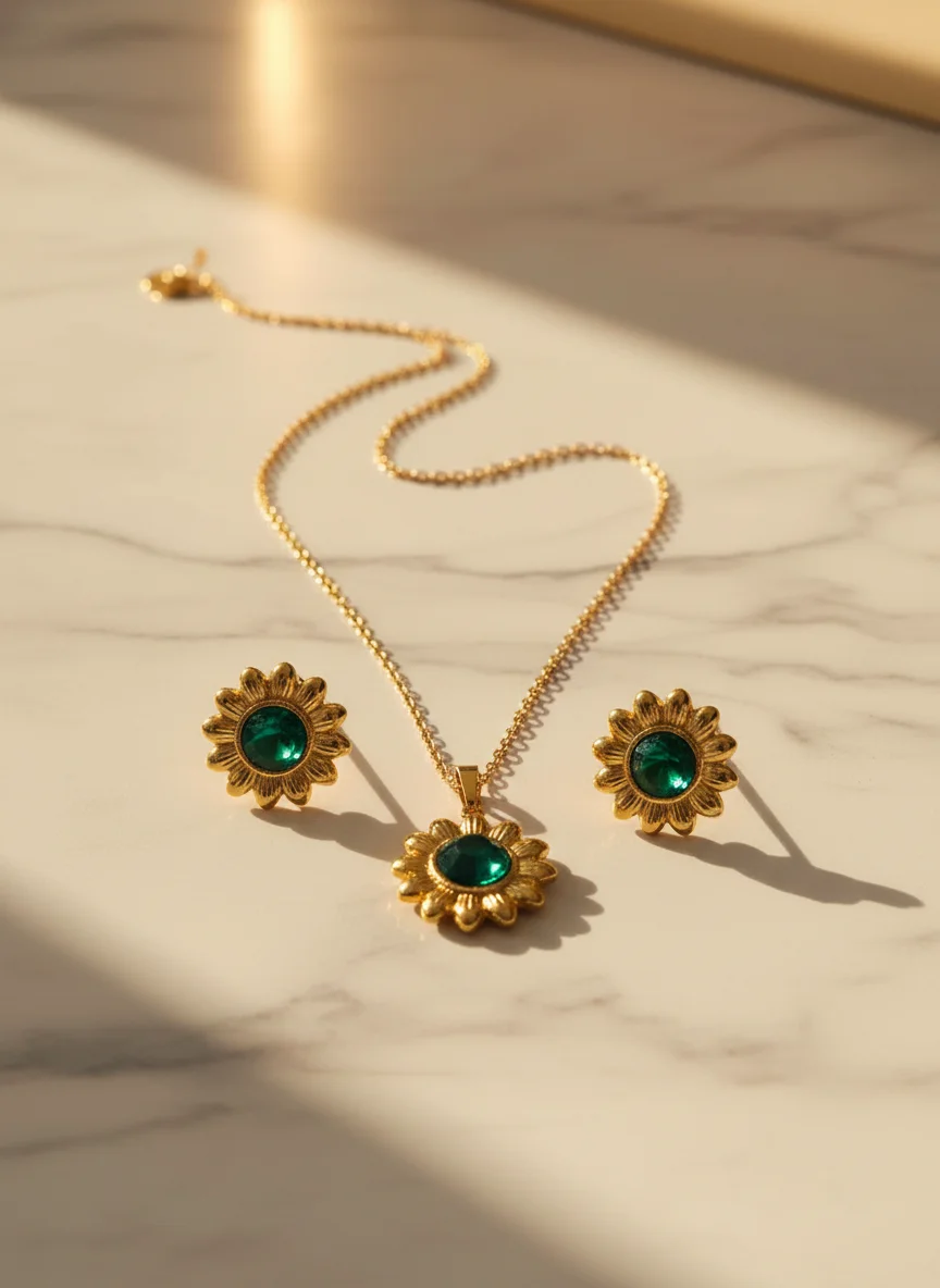 Gold Plated Pearl Pendant Set with Earrings, Anti-Tarnish, Skin-Friendly, Lightweight Designer Jewellery for Women image 5