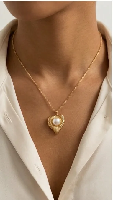Gold Plated Pearl Pendant Set with Earrings, Anti-Tarnish, Skin-Friendly, Lightweight Designer Jewellery for Women image 3