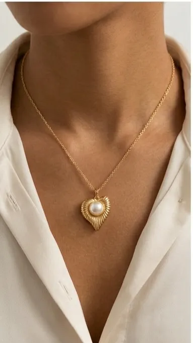 Gold Plated Pearl Pendant Set with Earrings, Anti-Tarnish, Skin-Friendly, Lightweight Designer Jewellery for Women thumbnail 2